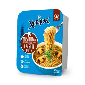 Лапша быстрого приготовления, со вкусом грибной юшки, не острая, Хуторок, 90 г